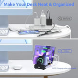 4-Port Charging Station For Multiple Devices, Usb Charger Stations Multi-Device Organizer Charging Dock, Compatible With Cell Phones, Ipads, Kindle Tablets, And Other Electronics (Black)