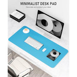 Desk Pad, 30" X 14" Pu Leather Non-Slip Desk Mat Large Mouse Pad For Desktop, Waterproof Laptop Computer Writing Mat For Office, Home, Work, Gaming, Aqua Blue
