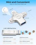 256Gb 4In1 Photo Stick For Iphone Flash Drive,Usb Memory Stick Flash Drive For Iphone/Ipad/Android/Pc/Mac, External Usb C Storage Thumb Drive For Iphone Photo/Video Backup