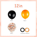 100Pc Halloween Balloons – 12" Black Orange Latex & Confetti Party Decorations