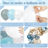168Pcs Dusty Blue Balloon Arch Garland Kit, Slate Fog Baby Blue Sand White Confetti Metallic Gold Balloons For Boy Girl Baby Shower Birthday Bridal Gender Reveal Party Decorations Supplies
