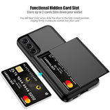 For Samsung S22 Plus Case With Card Holder 5G 6.6 Inch Slim Dual Layer Heavy Duty Protective Wallet Case For Galaxy S22 Plus (Black)