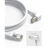 2Pack 90 Degree Cat6 Ethernet Cable White 10Ft-Up Angle, Cat 6 Right Angle Eth