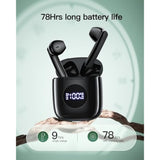 Wireless Earbuds, Bluetooth Earbuds Headphones Bass Stereo, Ipx7 Waterproof Ear Buds With Mic Led Display, In Ear Earphones, 78H Playtime For Smartphone Laptop Pad Sports Workout,Dark Blue