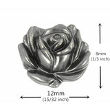 30 Pieces Small Rose Bloom Gray Silver Metal Shank Buttons. 12Mm (15/3