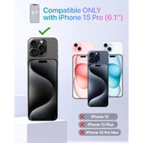 Cx Slim For Iphone 15 Pro Case Wallet | Protective Shockproof Heavy Duty Cover With Hidden Card Holder & Card Slot | Mirror & Wrist Strap Included - Black