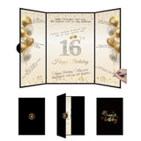 Sweet 16 Party Decorations Black Gold Sweet 16 Guest Book Alternative, Happy Sixteen Birthday Signing Card Board, 16Th Birthday Decorations For Boys Girls, 16Th Anniversary Gifts (Black Gold)