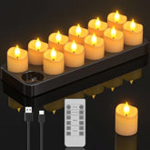 Rechargeable Flameless Candles With Remote Timer & Charging Base, 12 Pack Votive Candles Battery Operated Tea Lights Flickering, Led Tealights For Home Wedding Halloween Fall Christmas Decor