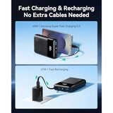 45W Portable Charger, Smallest 20000Mah Power Bank With Build In Usb-C Cable, Fast Charging Usb C In&Out Battery Pack, Travel Phone Charger For Iphone 16 15 Samsung S25 S24 Google Ipad Etc