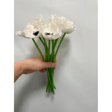 10 Stem 11" Bouquets Artificial Flowers Poppy Flowers,No Fade Faux Anemone Wild Flowers For Kitchen Table Centerpiece Vase,Home Greenery Wedding Holding Flowers Backdrop Arch Wall(White)
