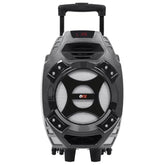 Pbx-61081 Rechargeable Portable Speaker | 8" Woofer | 400 Watts | Bluetooth, Aux, Sd Card, Fm Radio | Handle, Wheels, 12 Lbs | Perfect For Tailgating, Indoors, Outdoors Audio | Silver