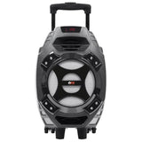 Pbx-61081 Rechargeable Portable Speaker | 8" Woofer | 400 Watts | Bluetooth, Aux, Sd Card, Fm Radio | Handle, Wheels, 12 Lbs | Perfect For Tailgating, Indoors, Outdoors Audio | Silver