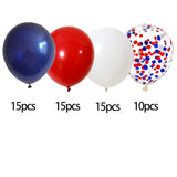 Fourth of July Balloons,55pcs 12inch Navy Blue Red White Confetti Latex Helium Balloons for Memorial Day,Veterans Day,Independence Day, Party Decoration