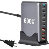 600W Usb C Fast Laptop Charging Station, 8 Port Multi Charger Block Gan Iii Fast Charging Brick Charger For Multiple Devices 140W Pd3.0 Pps Compatible With Macbook Pro/Air/Ipad Iphone 16/15/14/13
