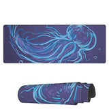Laptop Mouse Pad Beautiful Drawn Jellyfish Desk Mat With Stitched Edges 31.5X 11.8 Inch Non-Slip Large Keyboard Rubber Writing Table Mat For Office Home