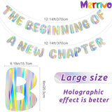 Iridescent The Beginning of a New Chapter Banner, Pre-Strung Party Decor