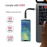 Cablecc Type-C USB-C Male to Male USB4 40Gbps 100W 8K Flat Slim FPC Data Cable
