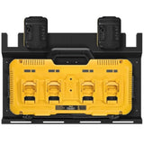 Wall Mount Bracket For Dewalt Dcb104 Charger And Battery, Metal Black Rugged 4 Battery Holder And Charger Holder For Tool Room And Garage