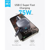 Anker USB-C Car Charger, 75W Max, Ultra-Compact, Type-C Fast Charger with Built-in Retractable USB-C Cable, Car Adapter for iPhone 16/15 Series, MacBook Pro/Air, iPad, Galaxy, AirPods, and More