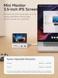 3.5Inch Ips Usb Mini Screen With Usb C Hub, Usb-C&Hdmi Monitor Aida64 Mini Pc Cpu Ram Hdd Data Monitor Temperature Electronic Album Floating Lyrics Display Sub Screen For Laptop Pc (960X640)