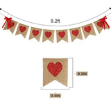 Burlap Heart Banner Garland | Red Glitter Heart | Valentine'S Day Deco