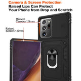 For Samsung Galaxy Note 20 Ultra Case With Screen Protector*2, Note 20 Ultra Phone Case Build In 360° Rotating Ring Kickstand, Military Grade Protective Cover For Note 20 Ultra Phone Black