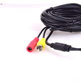 Car RCA DC Audio Video AV Extension Cable for CCTV Security, Truck Bus Trailer Reverse Parking Camera (5 Meters/16 Feet) - 2 in 1 RCA Video & DC