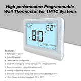 Programmable Thermostat For Home, Single-Stage Systems,1 Heat/1 Cool,7 Day, 5/1/1 Day,Auto Mode Switching, Extremly Large Lcd Display, White Backlight