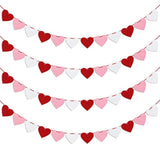 Felt Heart Garland Banner, Pre-Strung | Valentines Decorations | Red Pink White Valentines Banner | Anniversary Wedding Birthday Party Decorations | Outdoor Home Hanging Valentine'S Day Decor