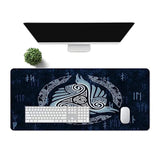 Viking Large Mousepad 31.5X11.8 Inches Nordic Meditation Rune Gothic Triangular Crow Graphic Printed Game Mousepad For Office Computer Desk Decoration Bdxpmn210