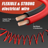 14 Gauge Wire, 14 Awg Electrical Wire Cable, 2 Conductors Red Black Wire, Copper Clad Aluminum(Cca) Flexible Pvc Extension Cord For Speaker, Hookup Led Strips, Automotive 12V/24V Dc (100Ft)