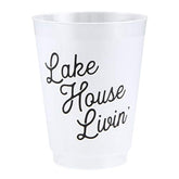 Santa Barbara Design Studio SIPS Drinkware 16-Ounce Frosted Plastic Cups, 8-Count, Lake House
