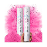 Gender Reveal Confetti Cannon - Biodegradable Powder Party Poppers - Pink 2 Pack - Baby Girl Gender Reveal Smoke Bomb Party Cannons Confetti Poppers