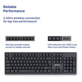 Slimline Wireless Keyboard 2.4Ghz Usb Plug-And-Play Numeric Keypad Adjustable Tilt Legs Wireless Full-Size Computer Keyboard Compatible With Pc, Laptop -Frustration Free Packaging Black 70738