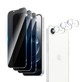 3+3 Pack Privacy Screen Protector Designed For Iphone 16E With 3 Pack Camera Lens Protector,Full Coverage Anti-Spy Tempered Glass Film,9H Hardness,Bubble Free,Easy To Install