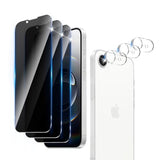 3+3 Pack Privacy Screen Protector Designed For Iphone 16E With 3 Pack Camera Lens Protector,Full Coverage Anti-Spy Tempered Glass Film,9H Hardness,Bubble Free,Easy To Install