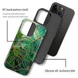 Case For Iphone 16 Pro,Stained Glass Style Monstera Leafs Design - Hybrid Dual Protection Soft Tpu + Hard Pc, Shockproof Anti-Scratch Cover Men Women Girl Stylish Phone Case