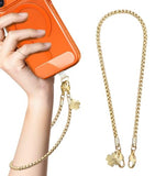 Metal Phone Lanyard with Gold Chain Detachable Phone Chain Wristlet with 2 Tether Tabs Universal iPhone Wrist Strap Premium Metal