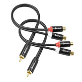 Rca Y Cable, 1 Male To 2 Female Rca Splitter, Subwoofer Splitter Adapter Gold
