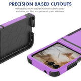 For Motorola Moto Razr 2024 Case With 2 Pack Hd Screen Protector, Dual Layer Protective Hard Pc Back & Soft Bumper Shockproof Phone Cover Case For Moto Razr 2024, Purple