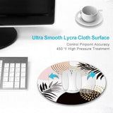 Boho Mid Century Round Mouse Pad, Abstract Computer Small Cute Mouse Pads, Black And White Arch Sun Mousepad For Men Laptop Office Desktop, Modern Minimalistic Leaves, 7.9 X 7.9 Inch
