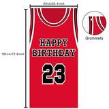 Happy Birthday 23 Banner Backdrop Background Red Basketball Star Player Sports Theme Decor For Man Boy 1St Birthday Party Baby Shower Photo Booth Props Favors Supplies Decorations