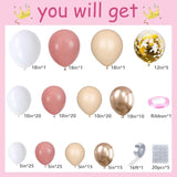 161Pcs Blush Dusty Pink Balloon Garland Arch Kit, Retro Pink White Balloons Champagne Confetti Balloons For Birthday Party Baby Shower Garden Tea Party Bachelorette Bridal Wedding Decorations
