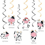 Cow Birthday Decorations, Cute Animal Themed Happy Birthday Banner, Boy Girl Funny Party Supplies With Banner And Hanging Swirl