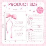 Pink Bow Baby Shower Decorations, Guess How Many Baby Shower Diaper Raffle Game Kit, Decoration For Girl'S Baby Shower With 50Pcs Cards Kids' Party Banners, Party Favor & Decorations