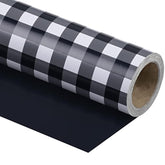30 Inch Reversible Wrapping Paper Roll - Black And White Plaid Design For Birthday, Holiday, Wedding, Baby Shower And More Occasions - 30 Inch X 33 Feet