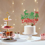Merry Christmas Cake Topper Red Green Holiday Party Decoration