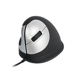 R-Go He Vertical Ergonomic Mouse, For Left Handed, With Break Software, Usb-C/A Wired, Prevents Tennis Elbow/Mouse Arm Rsi, Silent Click, 5 Buttons - Compatible Windows/Mac Os, Black/Silver