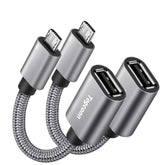 Micro Usb To Usb Adapter 2Pack, Micro Usb 2.0 Otg Cable On The Go Converter, Nylon Braided, Aluminum Shells, Micro Usb Male To Usb Female For S7 Lg, Flash Drive, Mouse, Keyboard, Game Controller