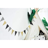 Golden Black Triangle Banner Pennant Bunting 15Pcs 10Ft Birthday Gatsby Decor